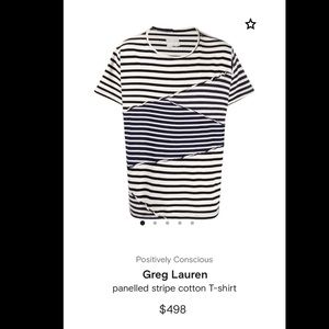 Greg Lauren panelled stripe cotton T-shirt